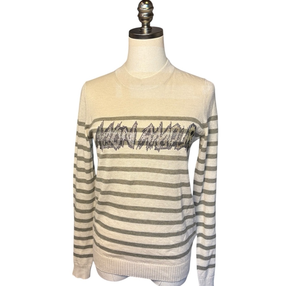 Zadig & Voltaire 100% Cashmere Mon Amour Striped Sweater Crew Neck Ladies XS